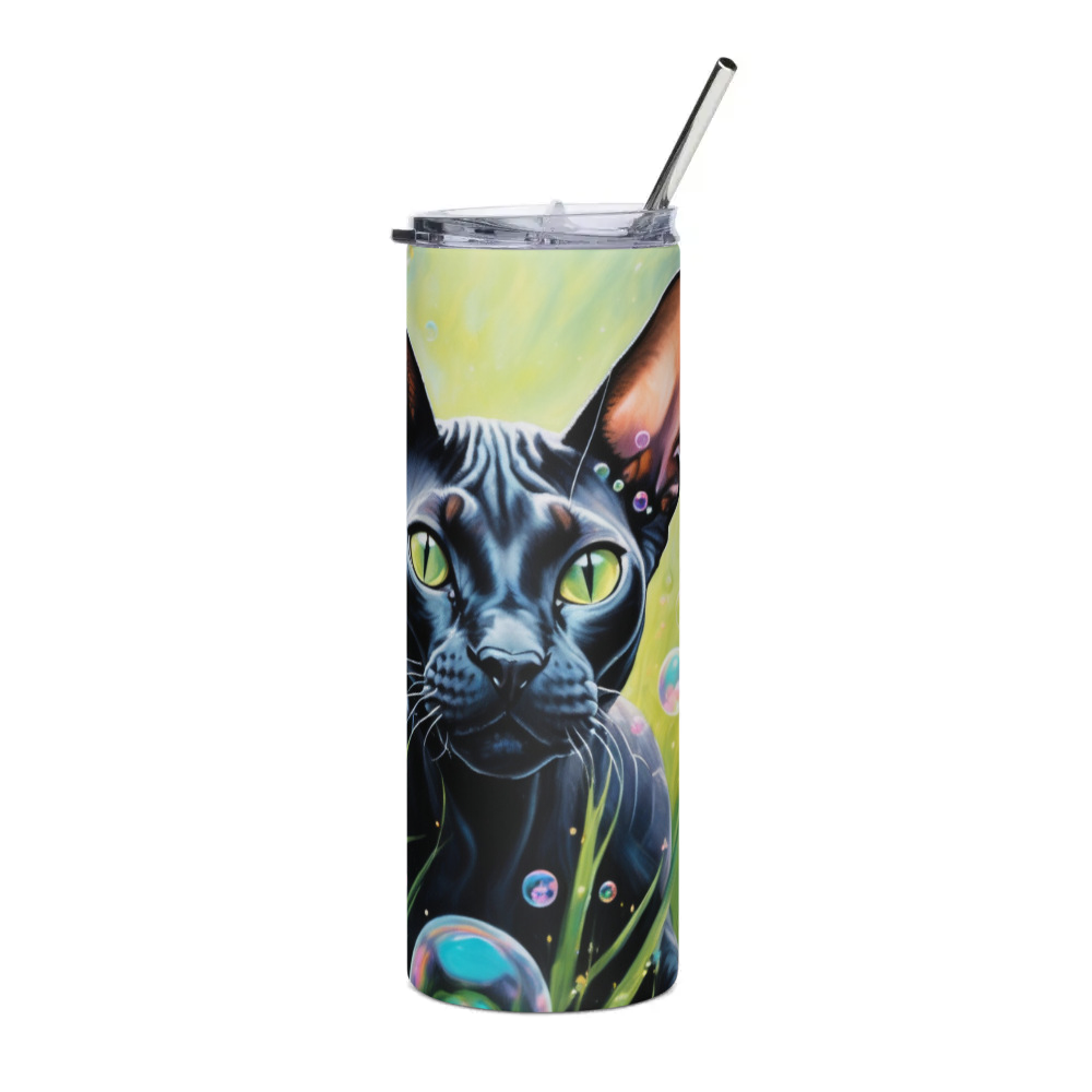 PugMug Custom Black Sphynx Cat Stainless Steel Tumbler