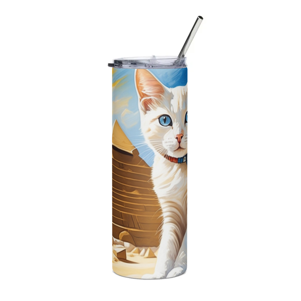 PugMug Custom White Companion Cat Stainless Steel Tumbler