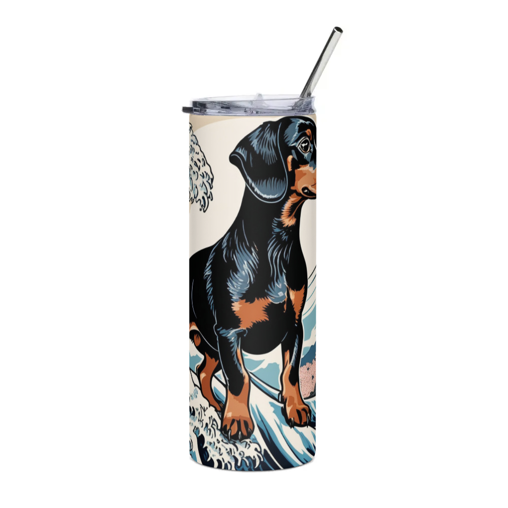 PugMug Custom Black Dachshund Stainless Steel Tumbler