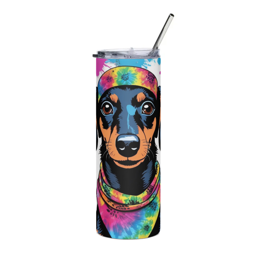 PugMug Custom Black Dachshund Stainless Steel Tumbler