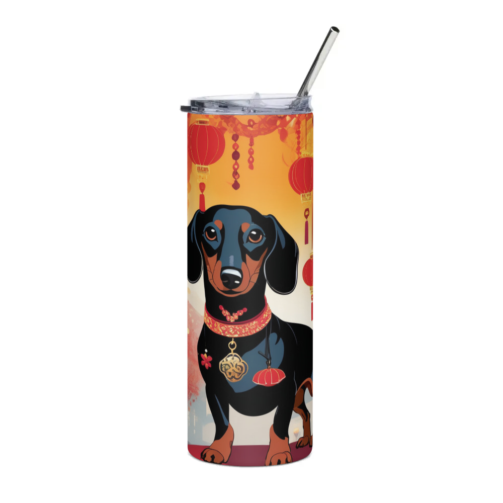 PugMug Custom Black Dachshund Stainless Steel Tumbler