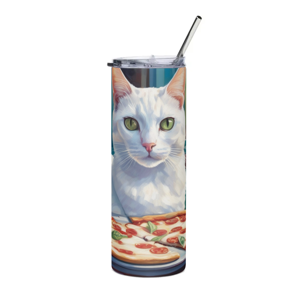 PugMug Custom White Companion Cat Stainless Steel Tumbler
