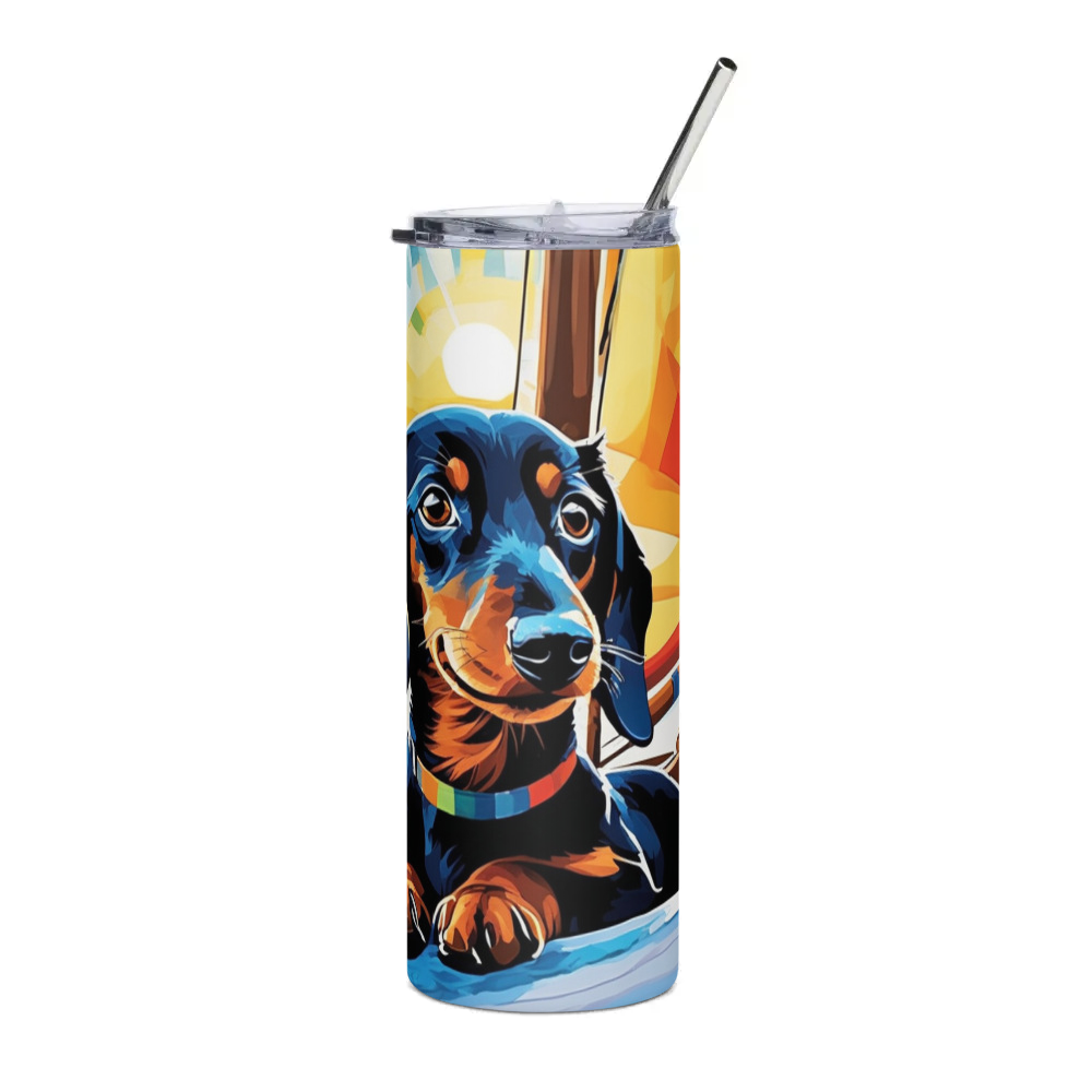 PugMug Custom Black Dachshund Stainless Steel Tumbler