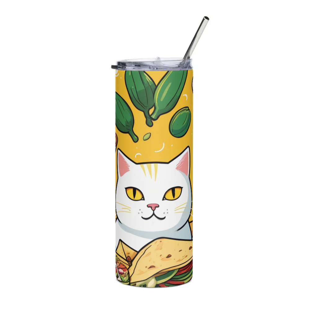 PugMug Custom White Companion Cat Stainless Steel Tumbler