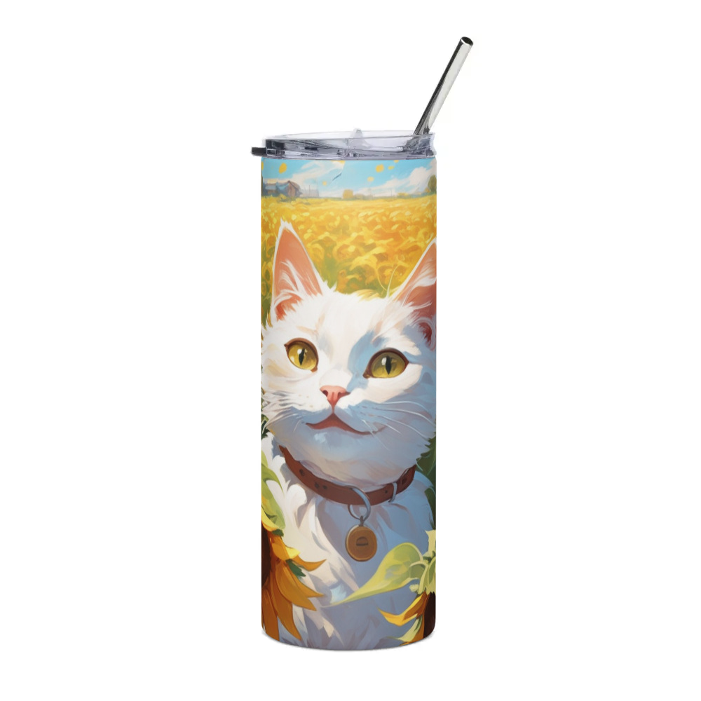 PugMug Custom White Companion Cat Stainless Steel Tumbler