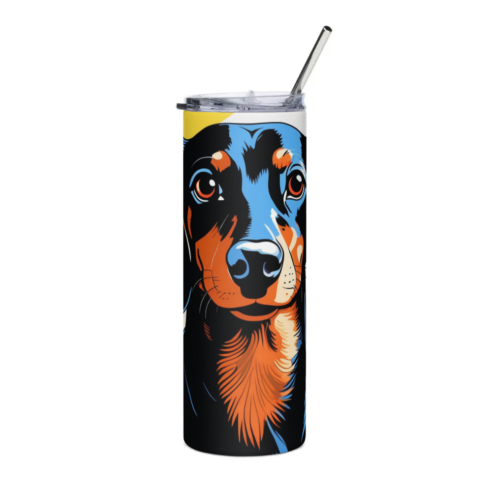 PugMug Custom Black Dachshund Stainless Steel Tumbler