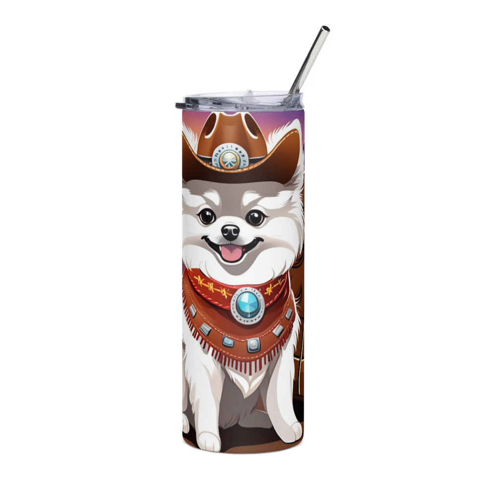 PugMug Custom White Pomeranian Stainless Steel Tumbler