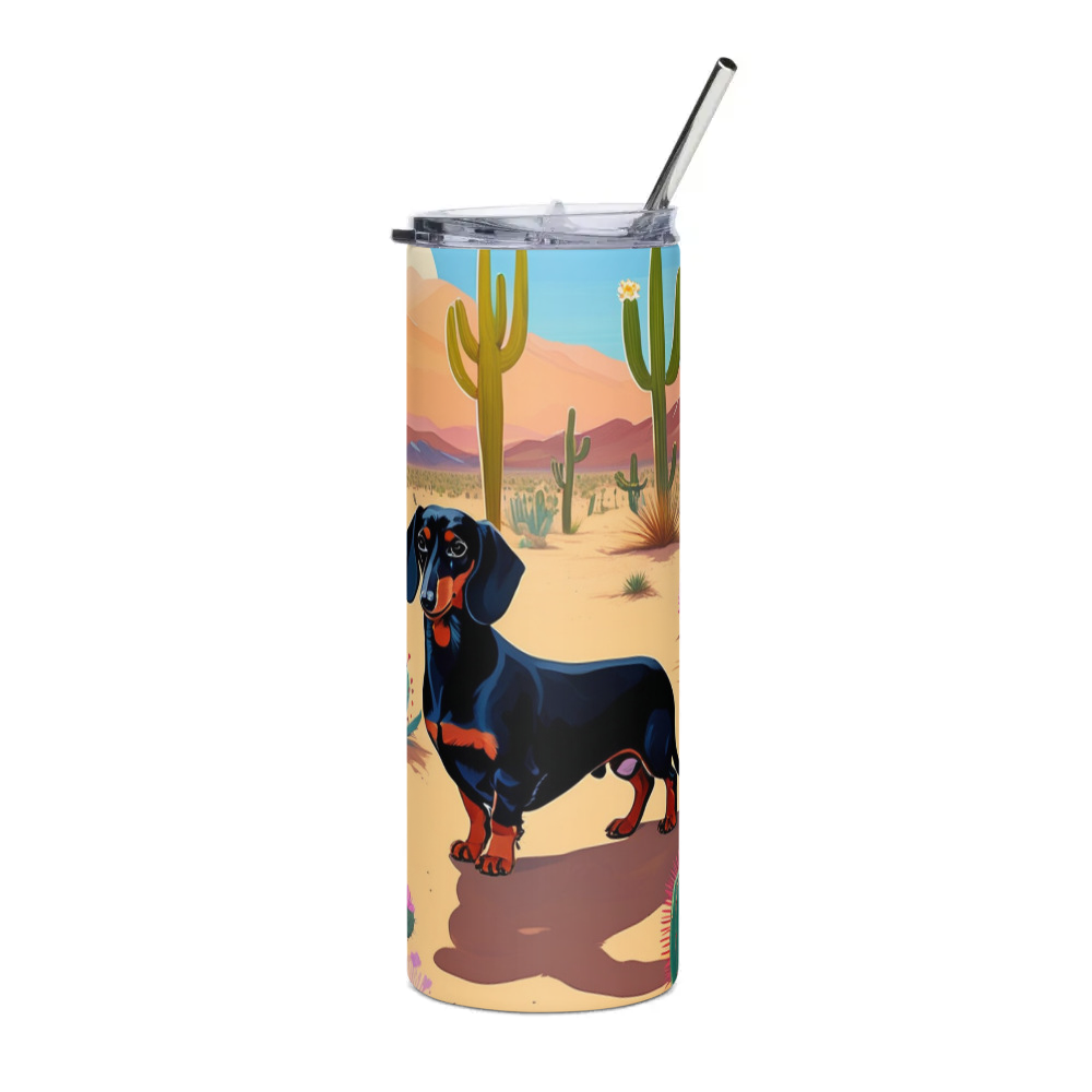 PugMug Custom Black Dachshund Stainless Steel Tumbler