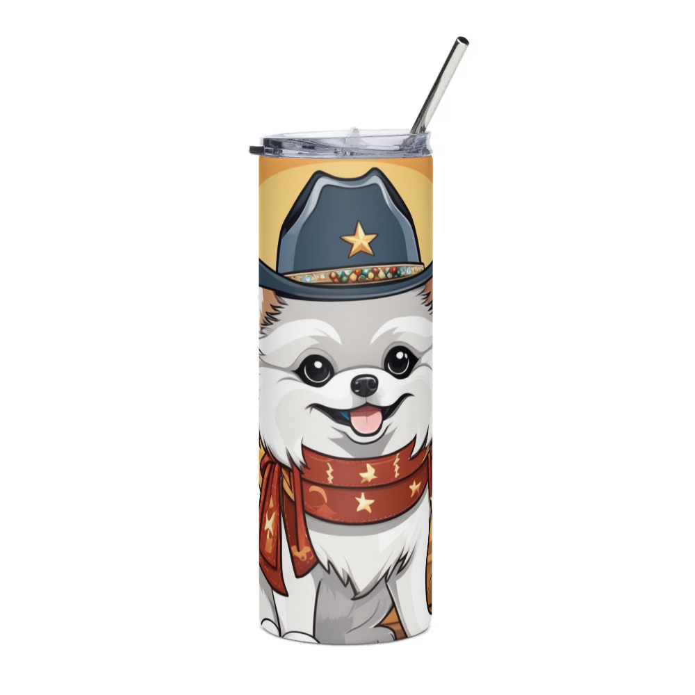 PugMug Custom White Pomeranian Stainless Steel Tumbler