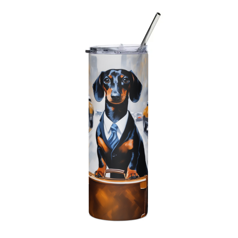 PugMug Custom Black Dachshund Stainless Steel Tumbler