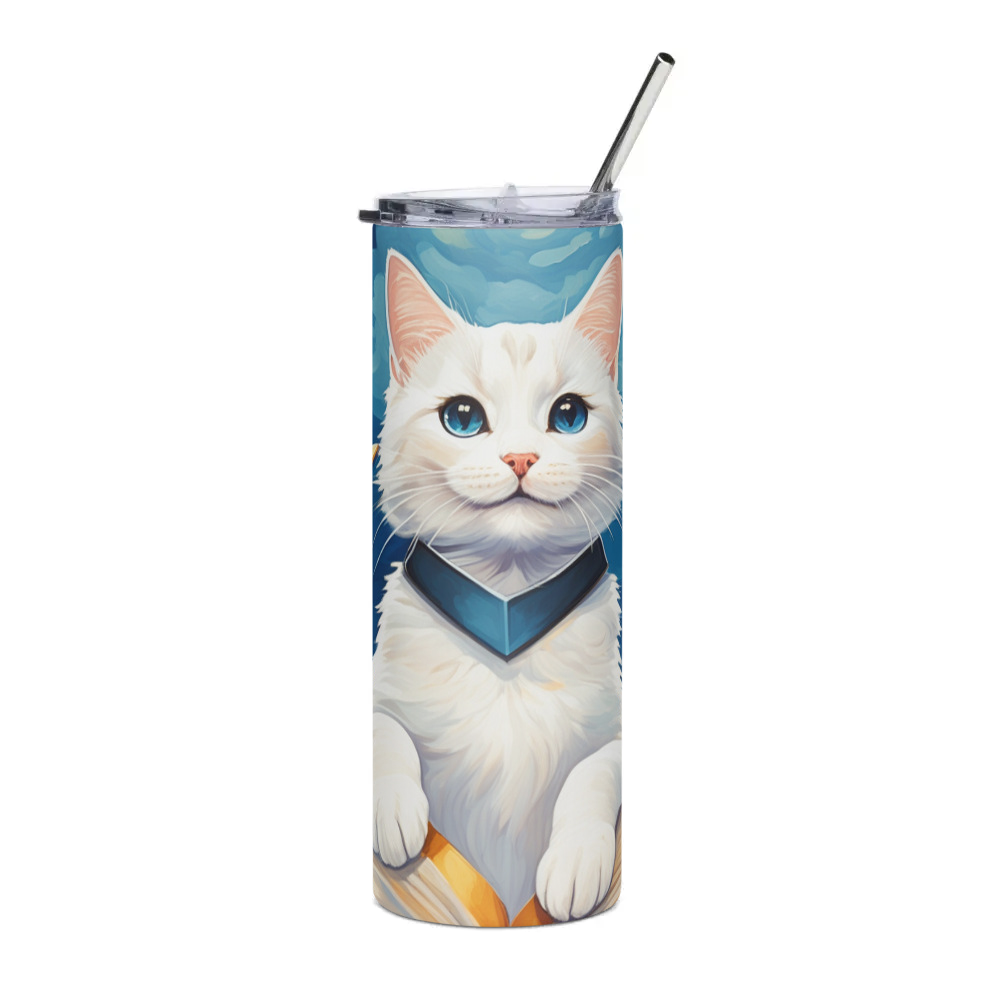 PugMug Custom White Companion Cat Stainless Steel Tumbler