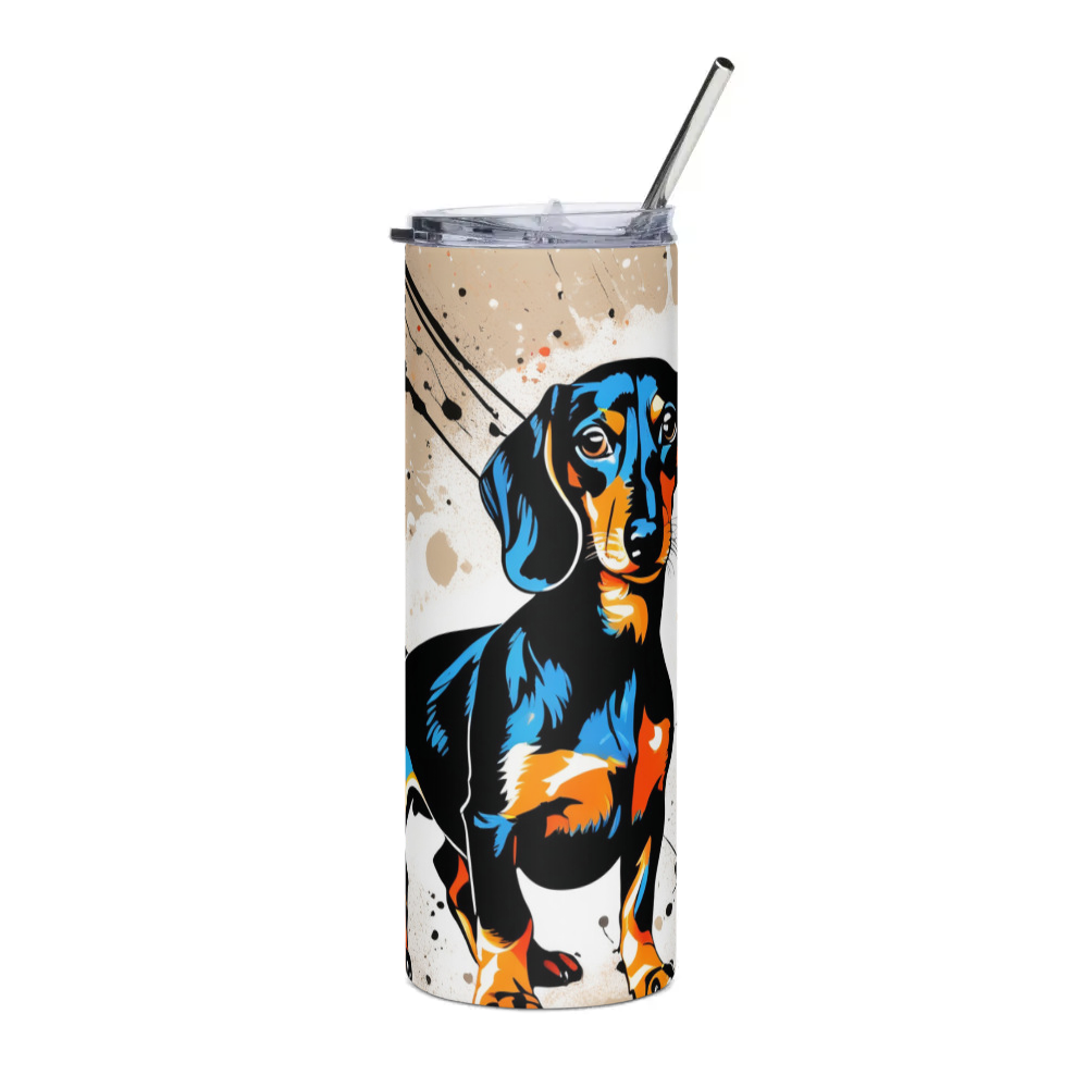 PugMug Custom Black Dachshund Stainless Steel Tumbler