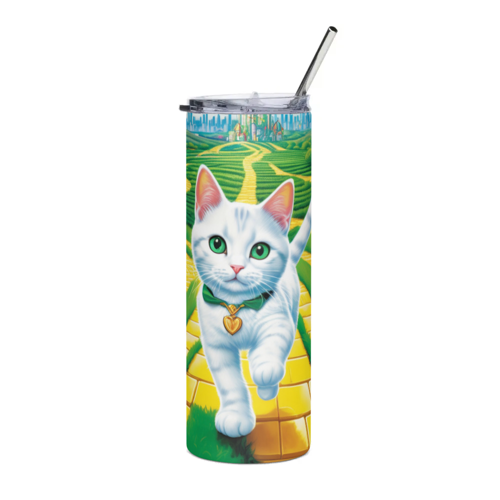 PugMug Custom White Companion Cat Stainless Steel Tumbler