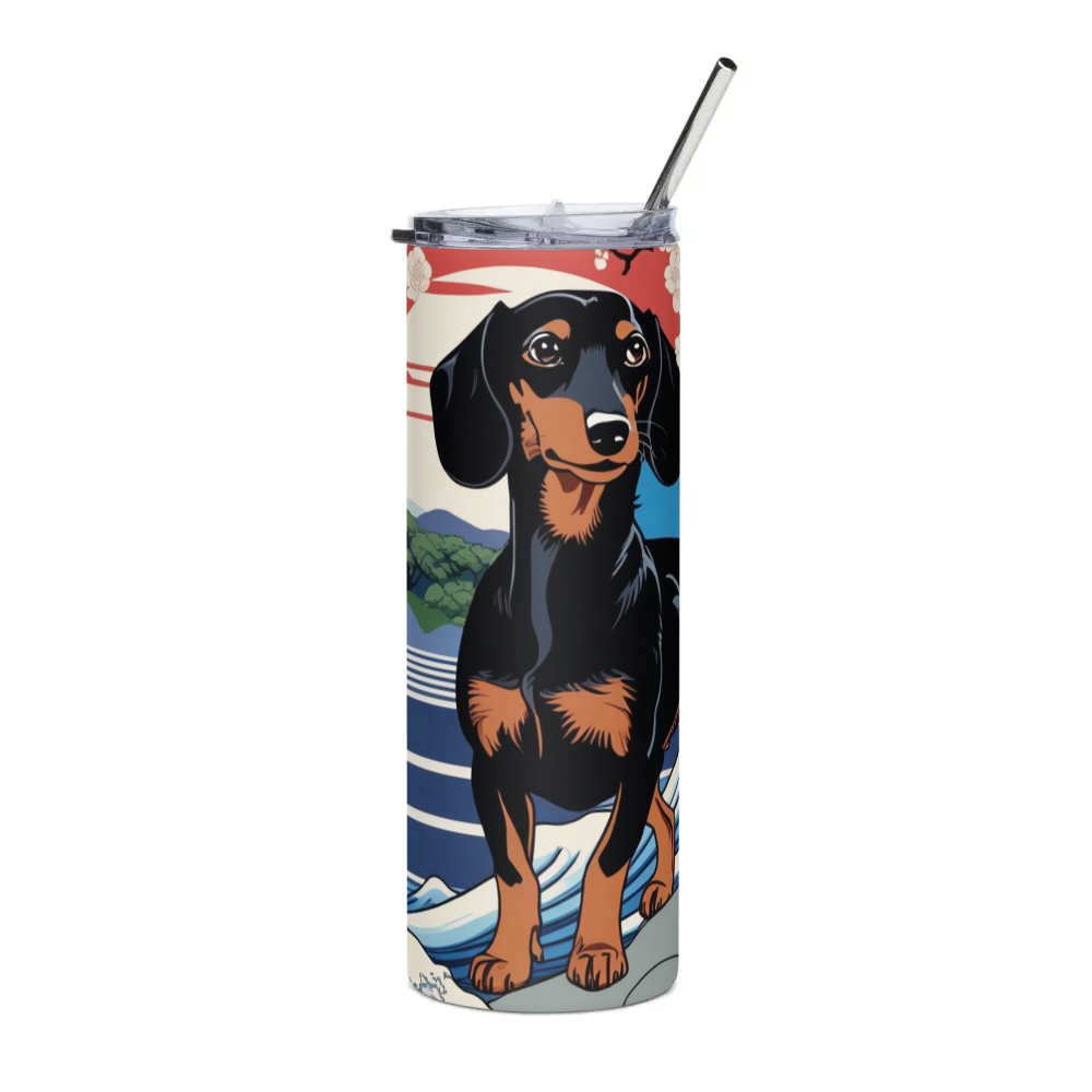 PugMug Custom Black Dachshund Stainless Steel Tumbler