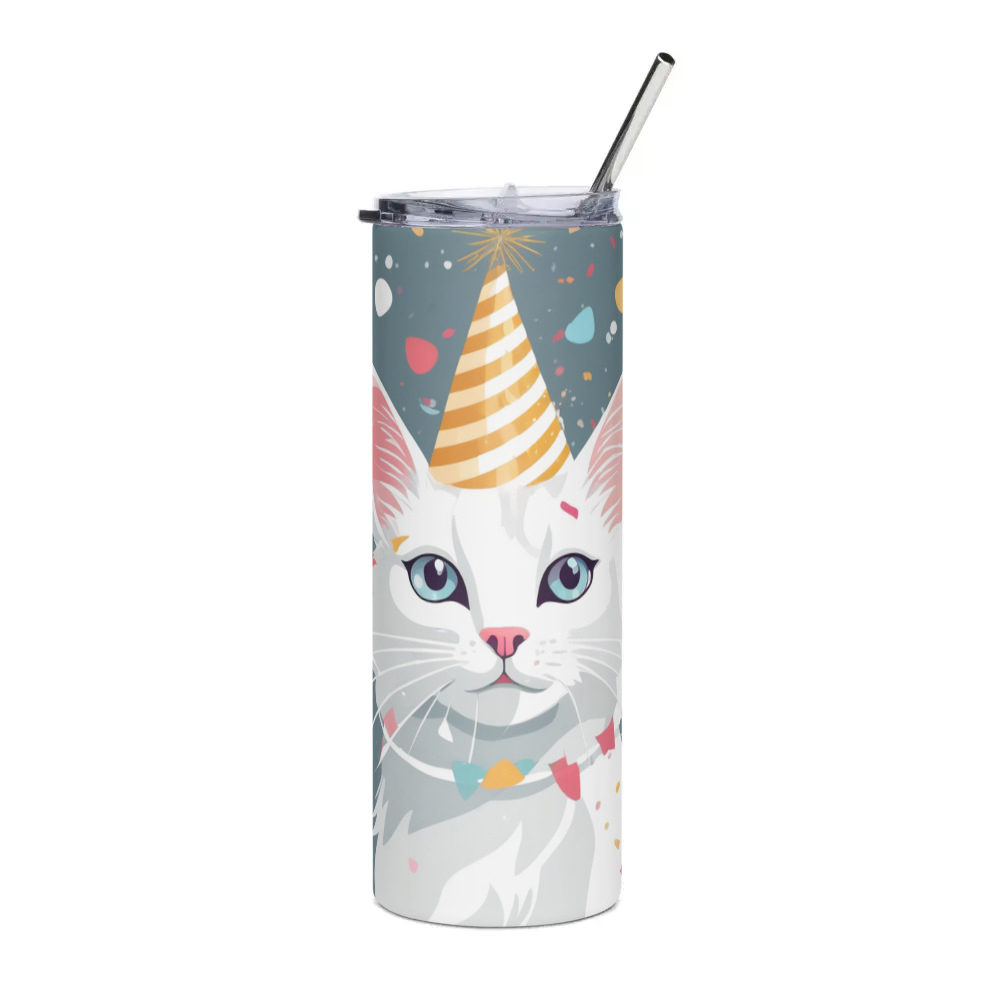 PugMug Custom White Companion Cat Stainless Steel Tumbler