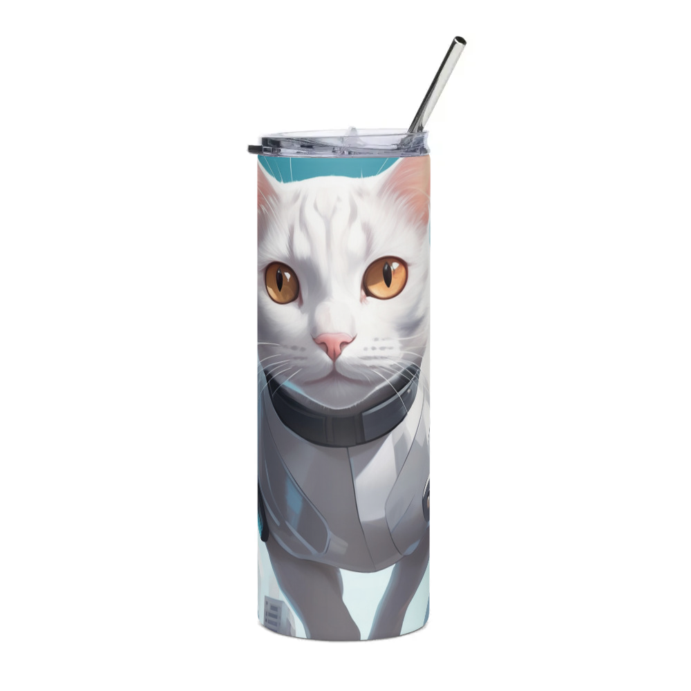 PugMug Custom White Companion Cat Stainless Steel Tumbler