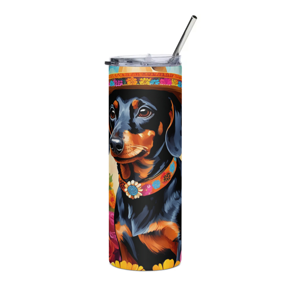 PugMug Custom Black Dachshund Stainless Steel Tumbler