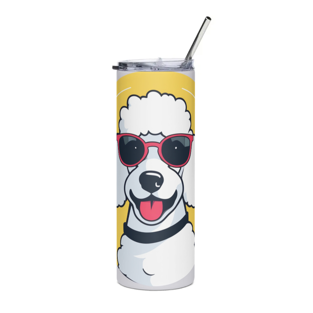 PugMug Custom White Poodle Stainless Steel Tumbler