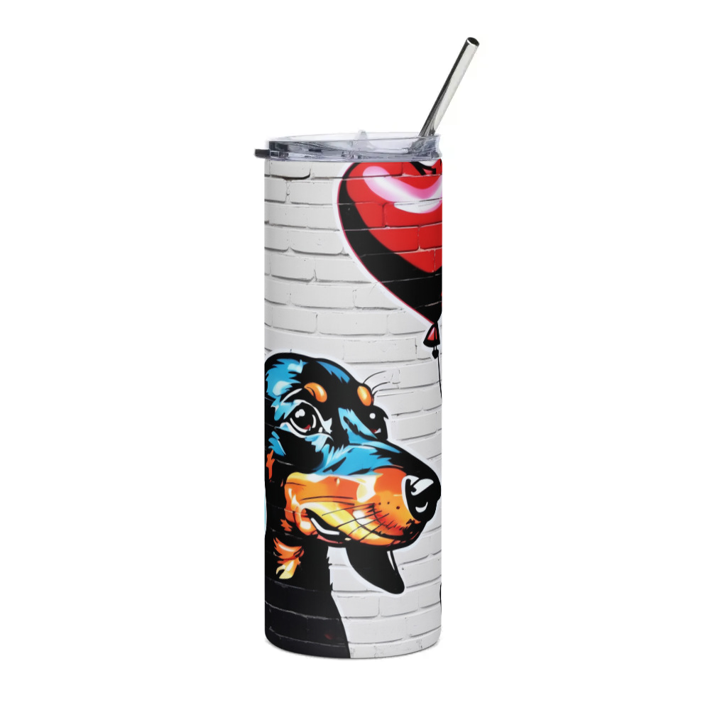 PugMug Custom Black Dachshund Stainless Steel Tumbler