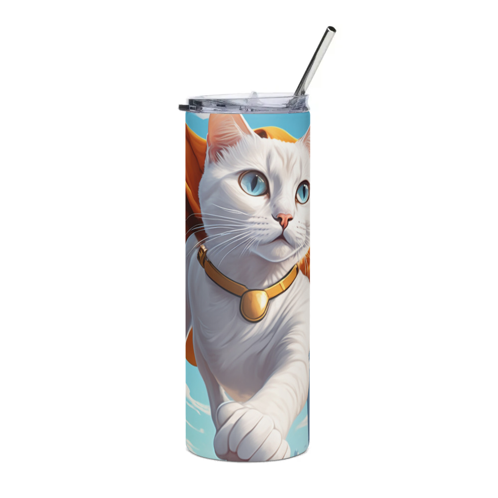 PugMug Custom White Companion Cat Stainless Steel Tumbler
