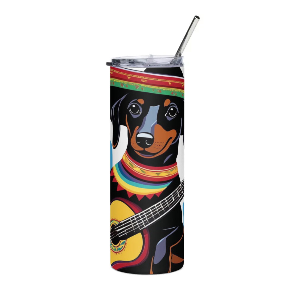 PugMug Custom Black Dachshund Stainless Steel Tumbler