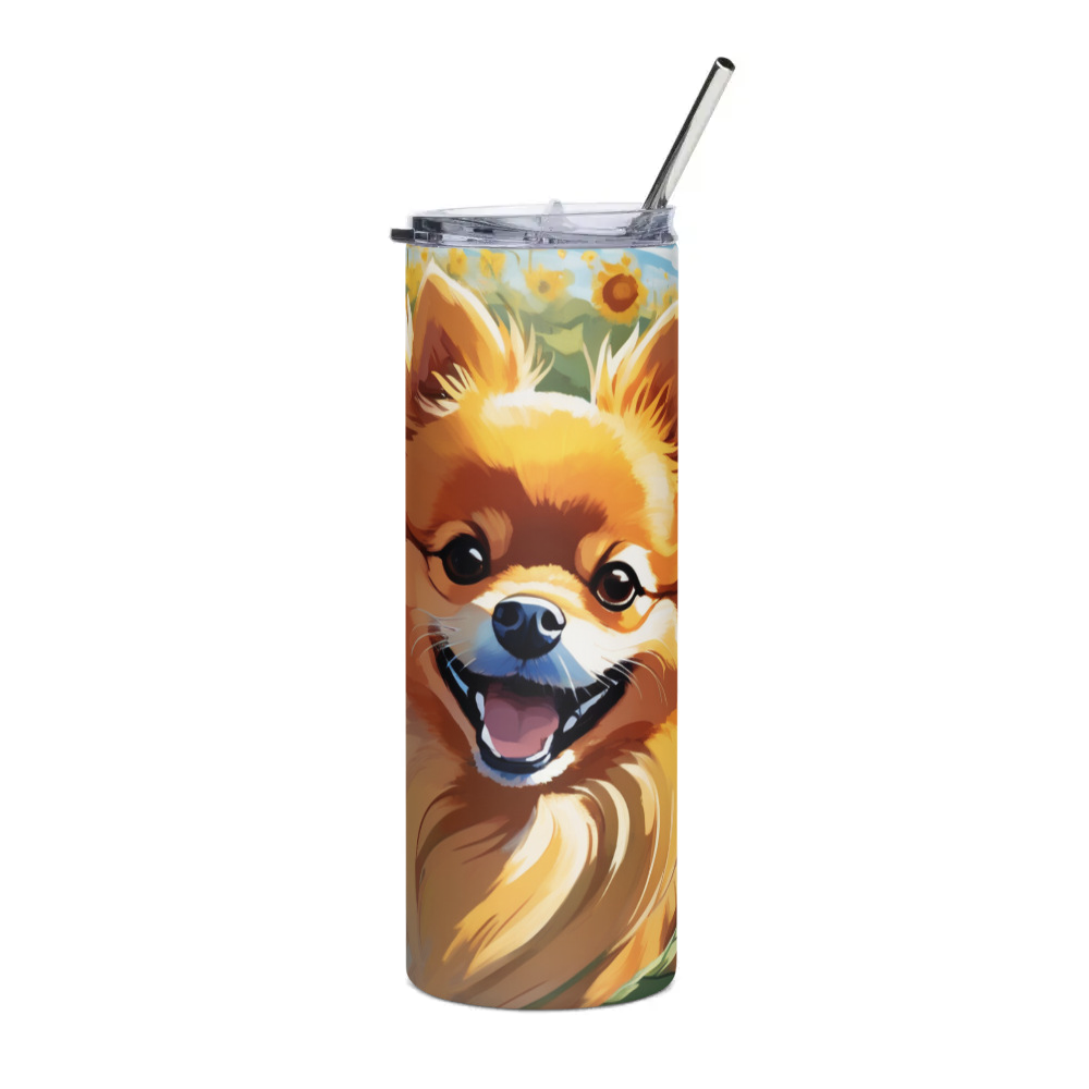 PugMug Custom Tan Pomeranian Stainless Steel Tumbler