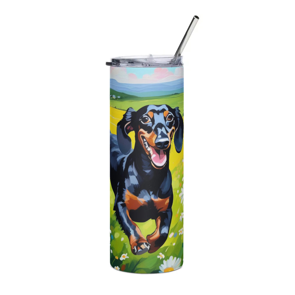 PugMug Custom Black Dachshund Stainless Steel Tumbler