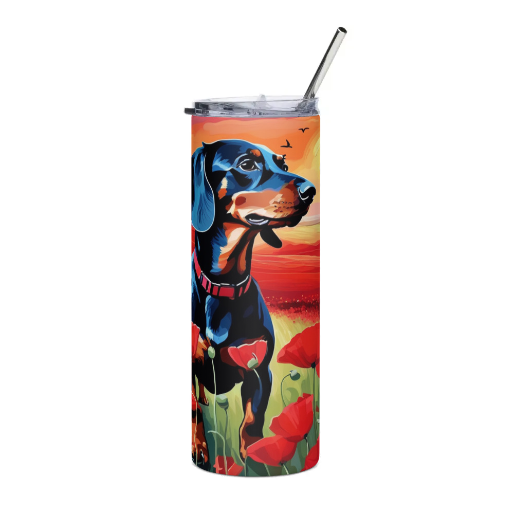 PugMug Custom Black Dachshund Stainless Steel Tumbler