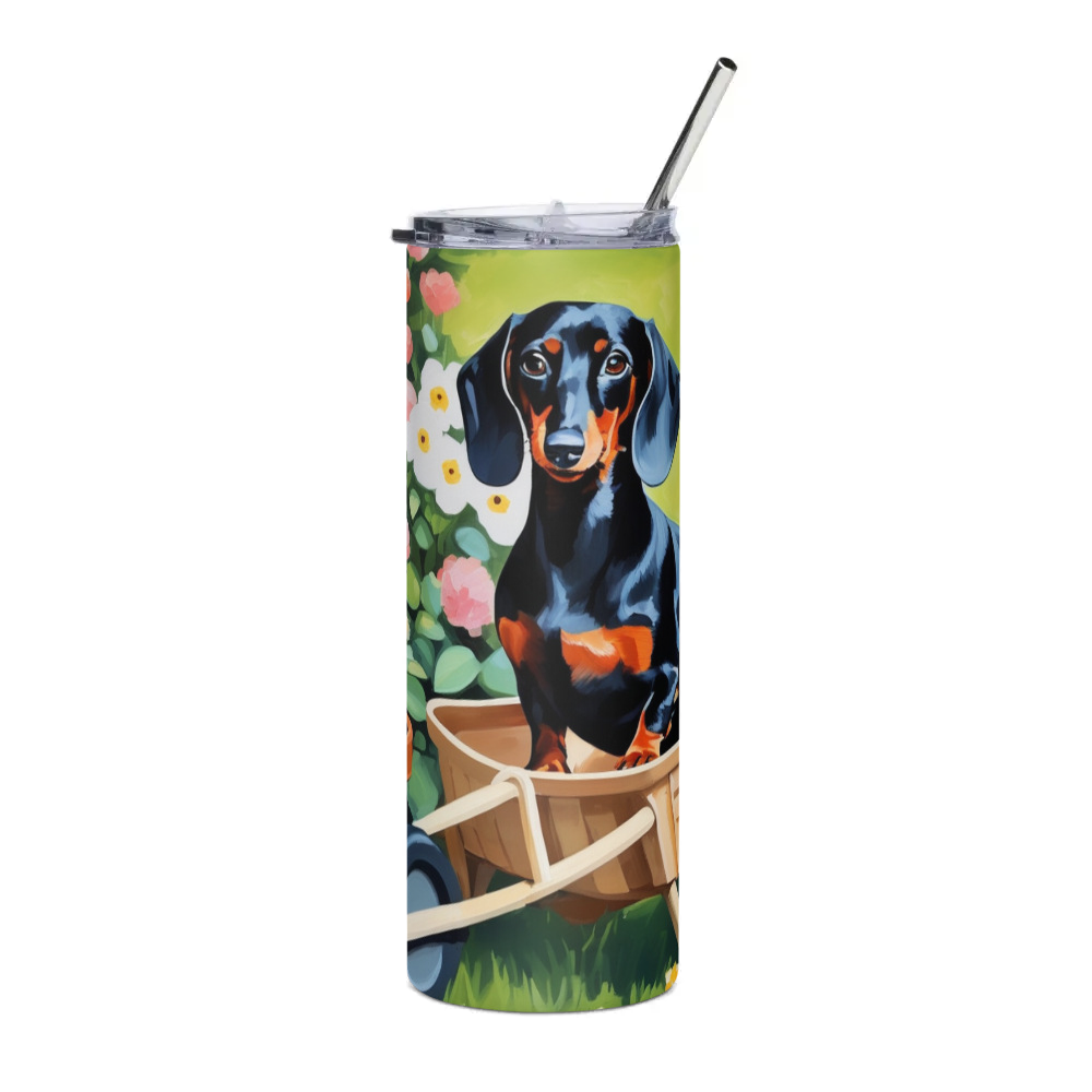 PugMug Custom Black Dachshund Stainless Steel Tumbler