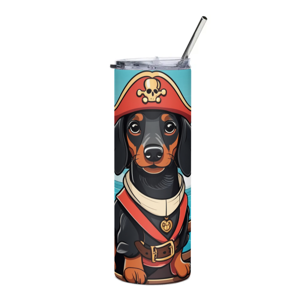 PugMug Custom Black Dachshund Stainless Steel Tumbler
