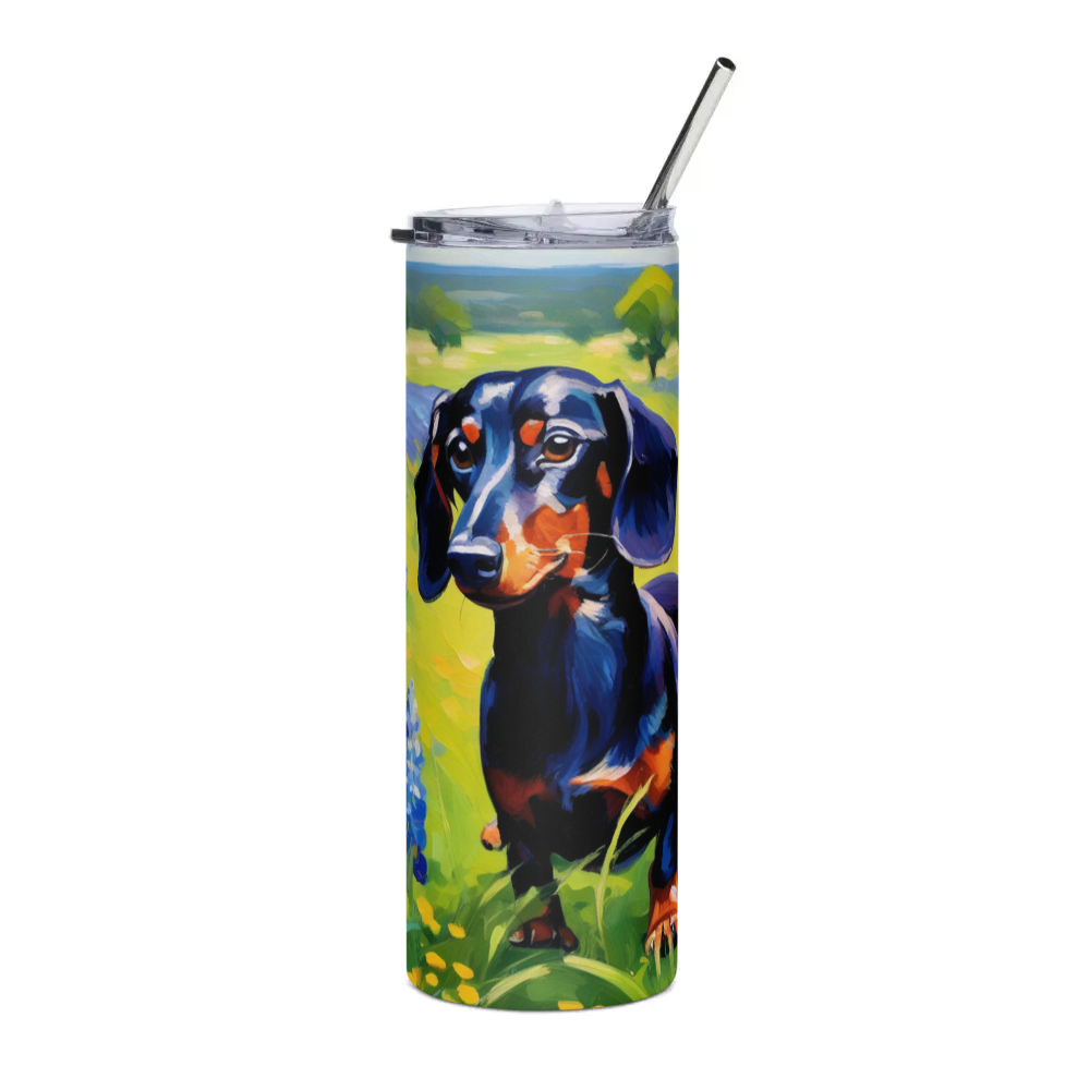 PugMug Custom Black Dachshund Stainless Steel Tumbler