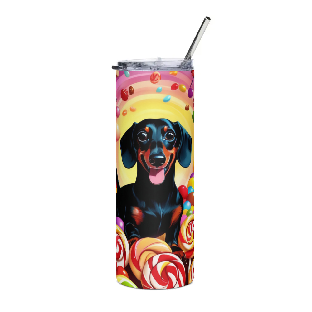 PugMug Custom Black Dachshund Stainless Steel Tumbler