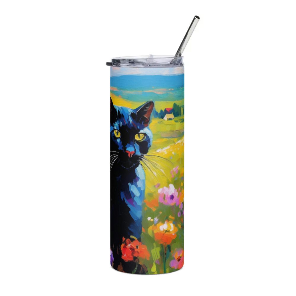 PugMug Custom Black Exotic Cat Stainless Steel Tumbler
