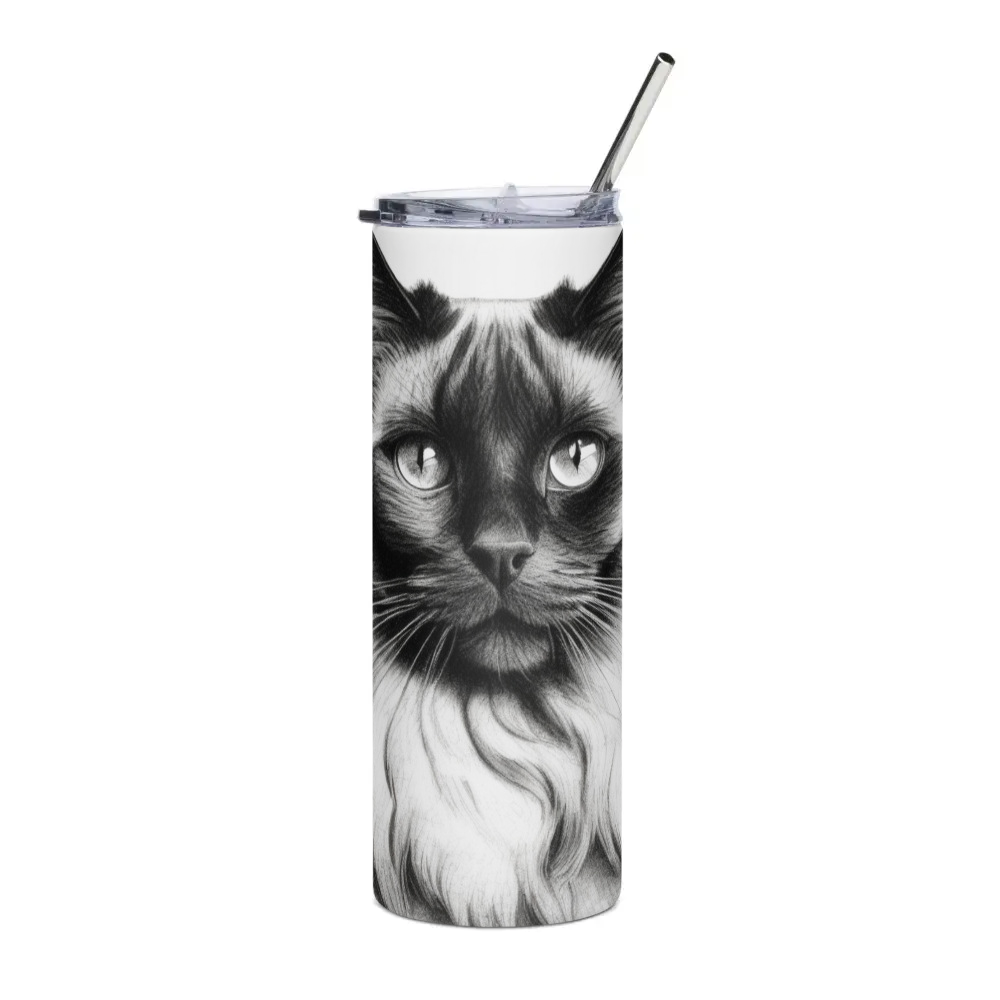 PugMug Custom Black Ragdoll Cat Stainless Steel Tumbler