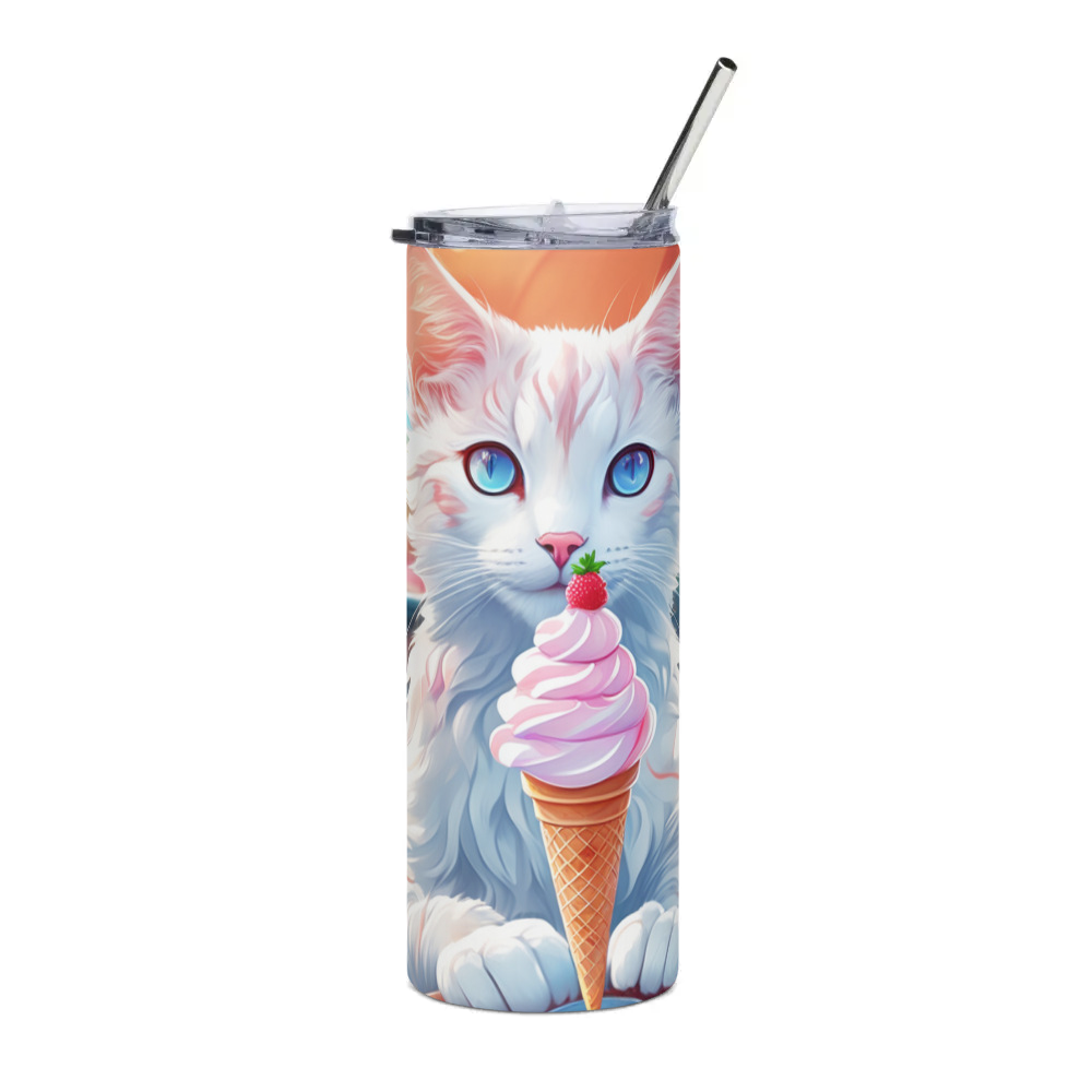 PugMug Custom White Companion Cat Stainless Steel Tumbler