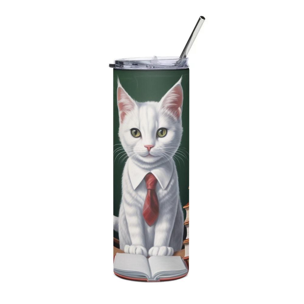 PugMug Custom White Companion Cat Stainless Steel Tumbler