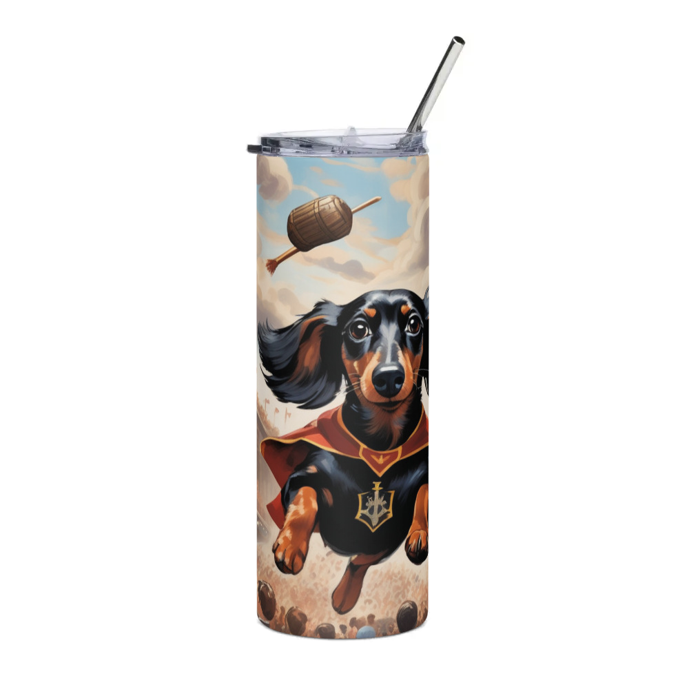 PugMug Custom Black Dachshund Stainless Steel Tumbler