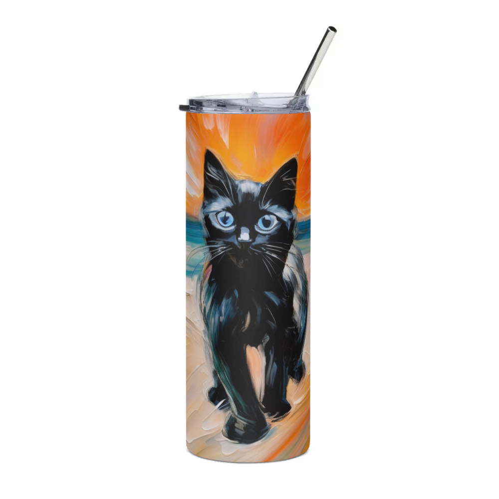 PugMug Custom Black Ragdoll Cat Stainless Steel Tumbler