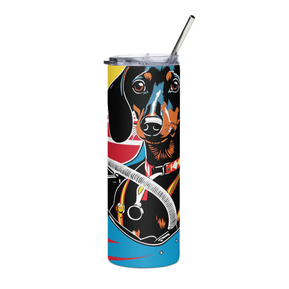 PugMug Custom Black Dachshund Stainless Steel Tumbler