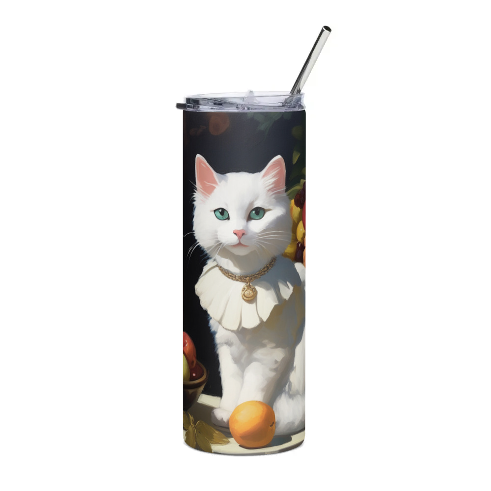 PugMug Custom White Companion Cat Stainless Steel Tumbler