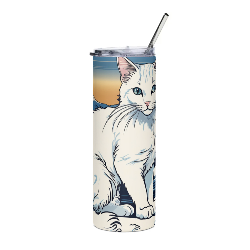 PugMug Custom White Companion Cat Stainless Steel Tumbler