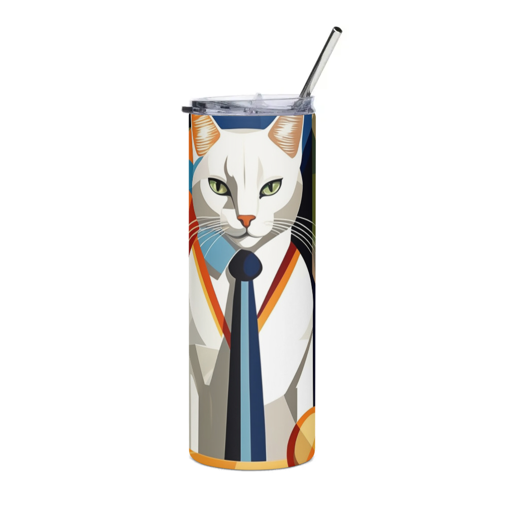 PugMug Custom White Companion Cat Stainless Steel Tumbler