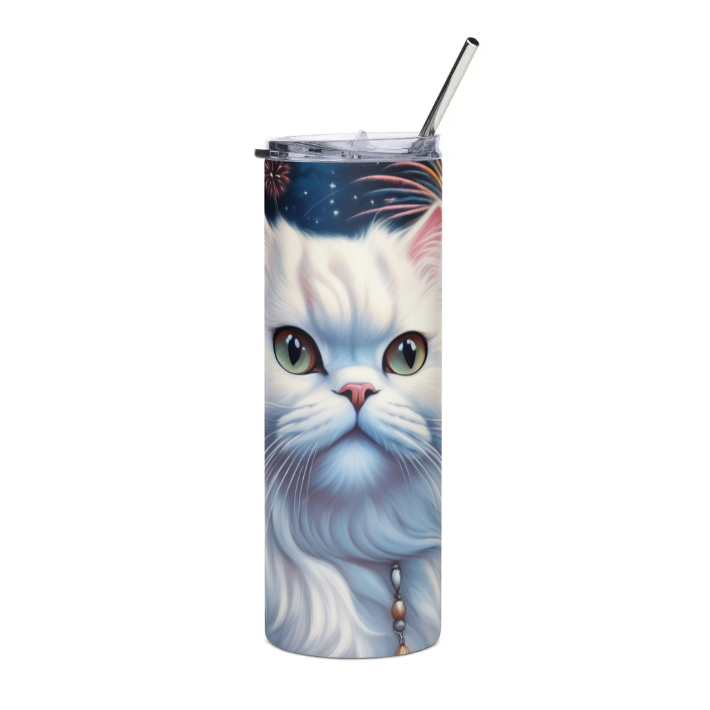 PugMug Custom White Persian Cat Stainless Steel Tumbler