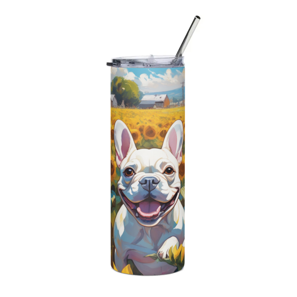 PugMug Custom White French Bulldog Stainless Steel Tumbler