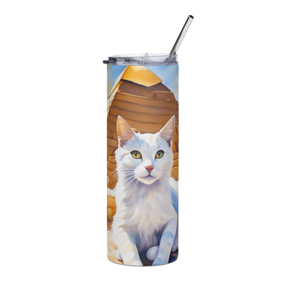 PugMug Custom White Companion Cat Stainless Steel Tumbler