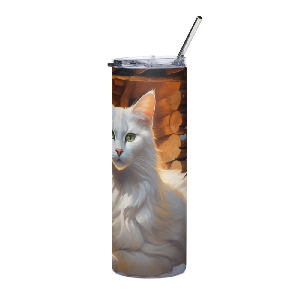PugMug Custom White Companion Cat Stainless Steel Tumbler