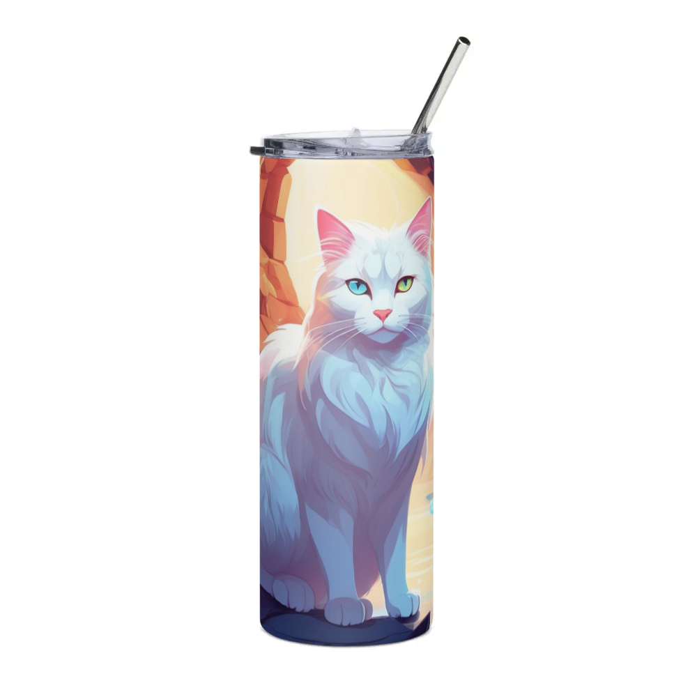PugMug Custom White Companion Cat Stainless Steel Tumbler
