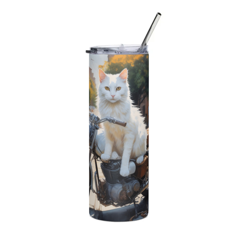 PugMug Custom White Companion Cat Stainless Steel Tumbler