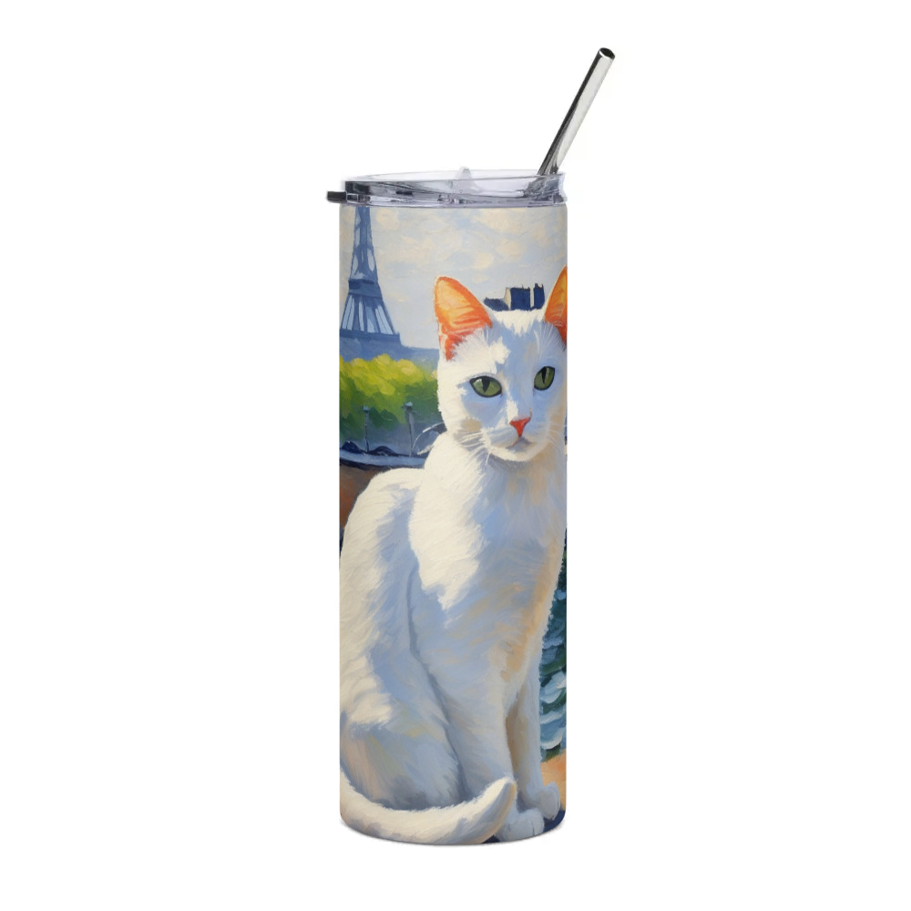 PugMug Custom White Companion Cat Stainless Steel Tumbler