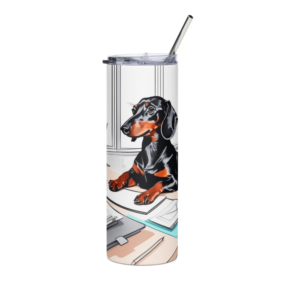 PugMug Custom Black Dachshund Stainless Steel Tumbler